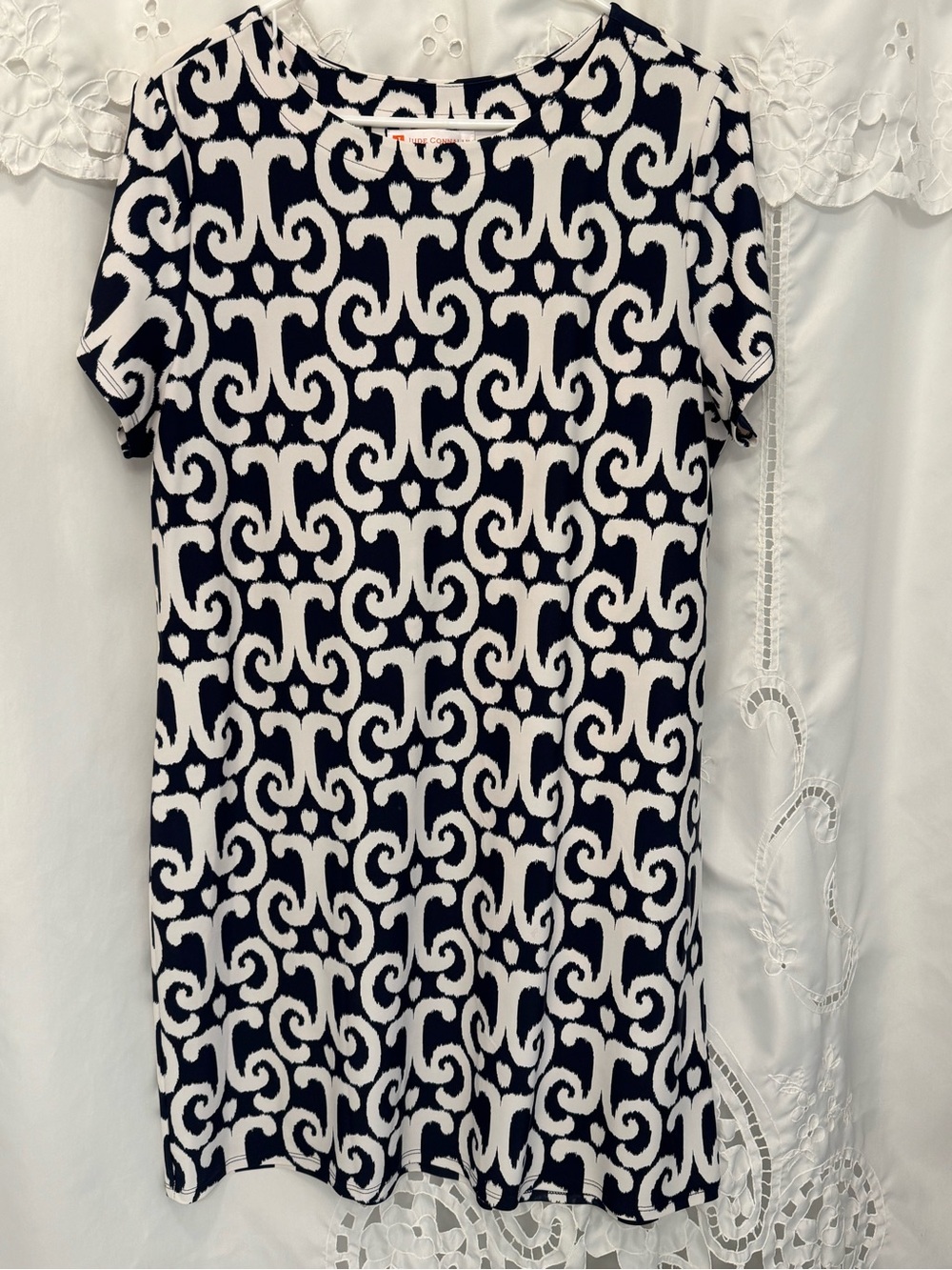 Jude Connally Navy and White Ella -Print short sleeve dress